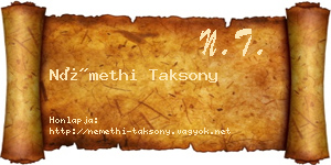 Némethi Taksony névjegykártya